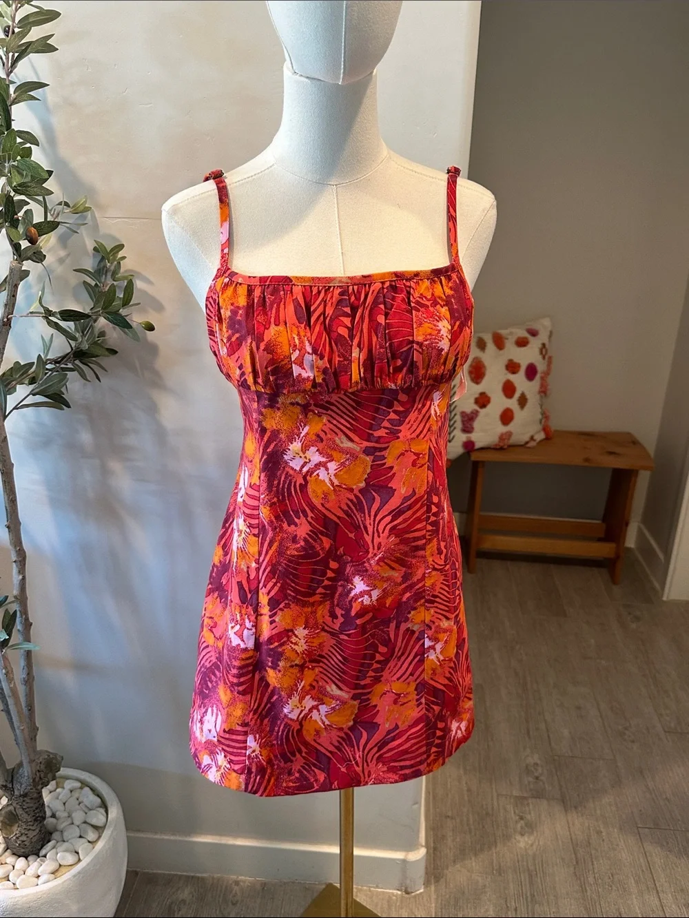 Free People Kerri Mini‎ Dress in Heatwave Combo New!